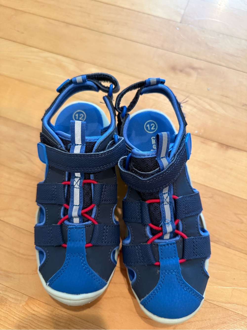 Cat & Jack Navy and Blue Closed-Toe Sport Sandals with Red Accents